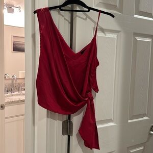 Fab’rik Satin Red crop top with tie Large
